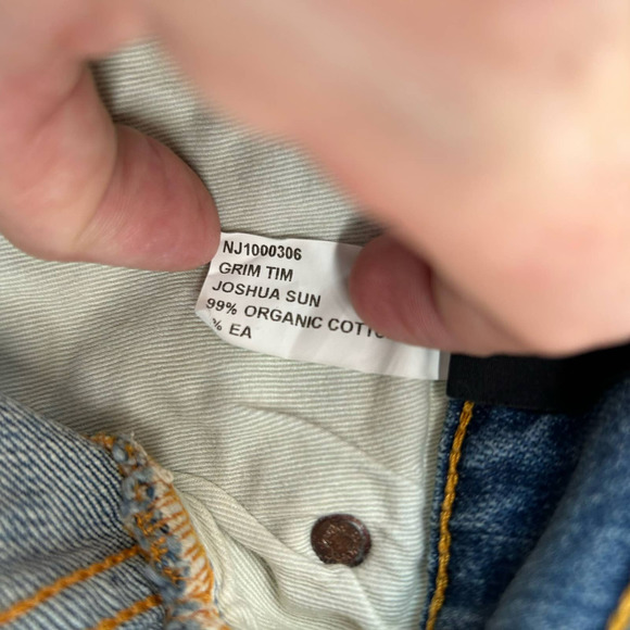 NUDIE JEANS Mens Grim Tim Joshua Sun 34 x 34 Slim Straight Organic Button Fly - Picture 11 of 13